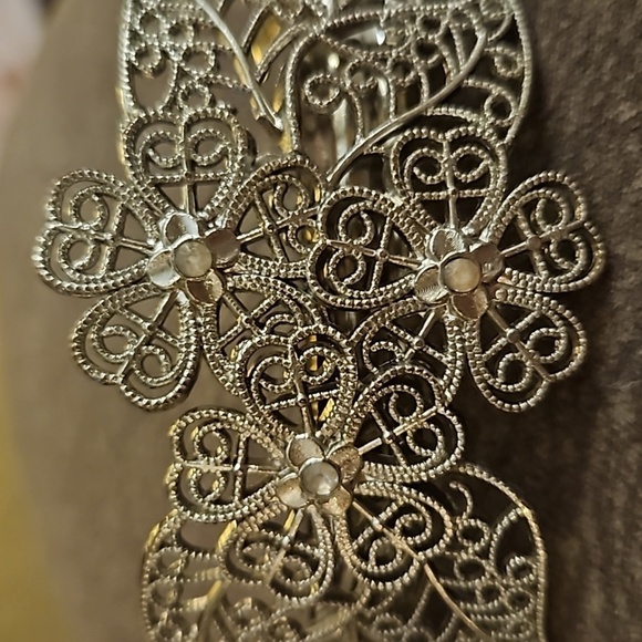 Vintage Silver Floral Filigree Fairycore Barrette - Picture 4 of 6